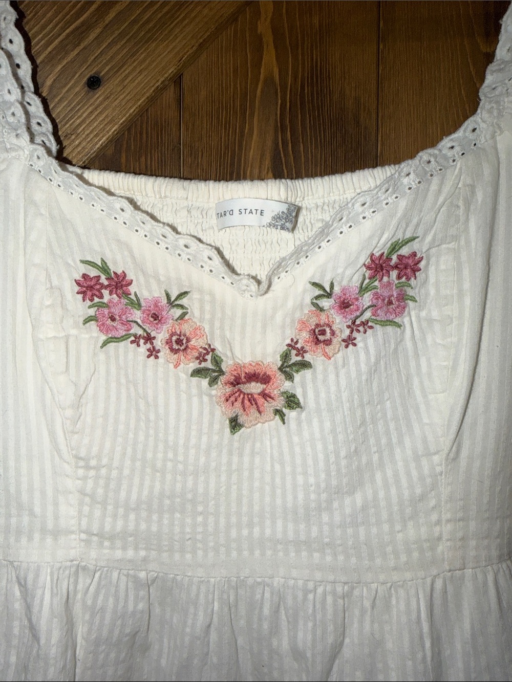 Altar'd State White Mini Dress with Pink Trim - Picture 8 of 11